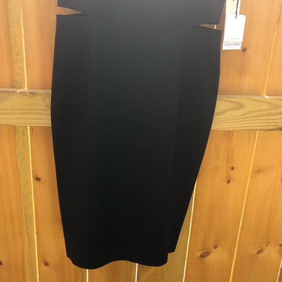 Calvin Klein Black Side Cut Out High Neck Sheath Dress - Size 6 - Picture 6 of 14